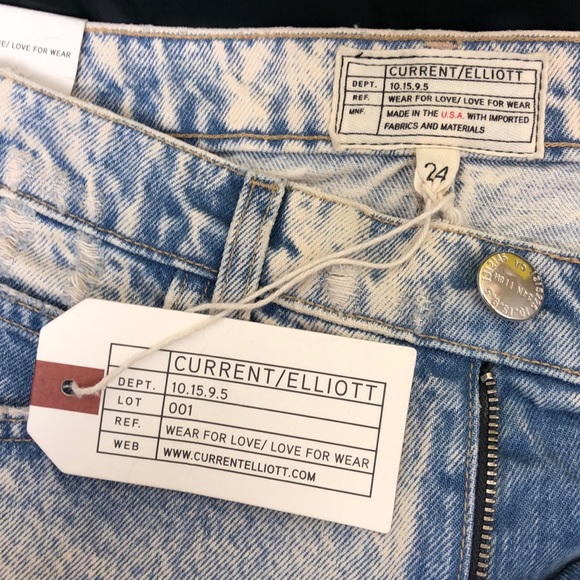 Current/Elliott Acid Wash Distressed Crop Jeans Size 24 - Picture 5 of 8